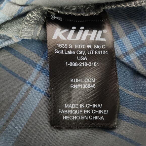Kuhl Blue and Gray Plaid Short Sleeve Button Up Collared Shirt | Men's Small - Picture 11 of 13